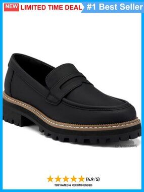 Women's Platform Chunky Loafers Slip On Business Casual Shoes